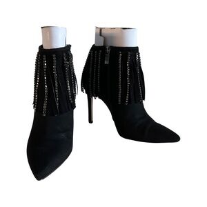 Jessica Simpson Micro Suede Rhinestone Fringe Bootie LIKE NEW!!